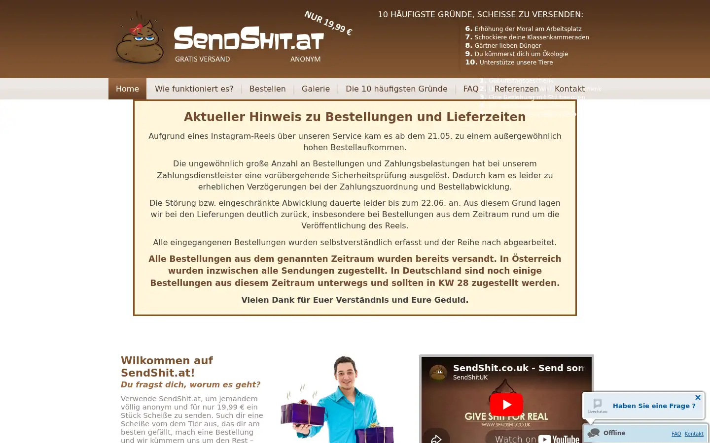 Screenshot of sendshit.at