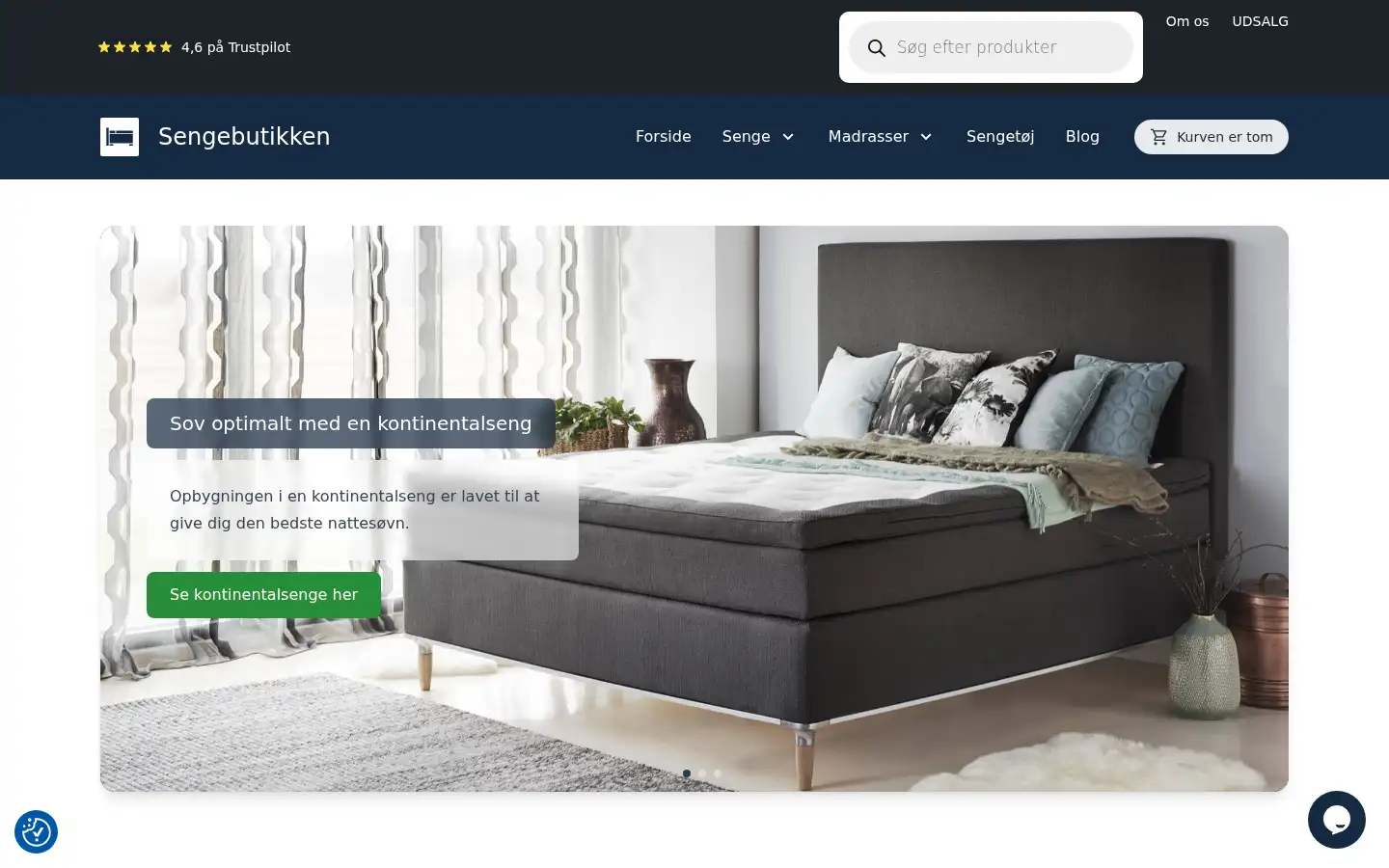 Screenshot of sengebutikken.dk