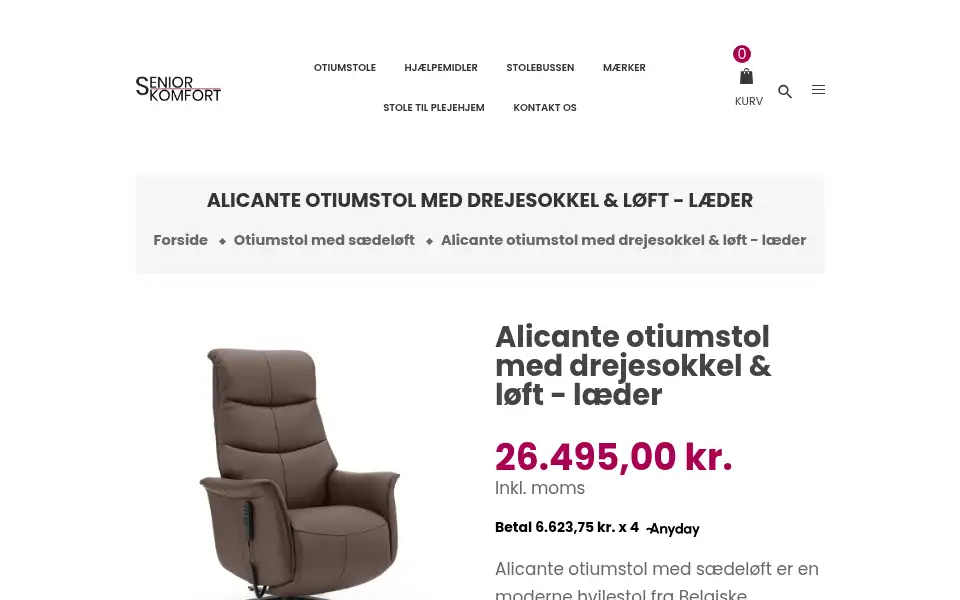 Screenshot of seniorkomfort.dk