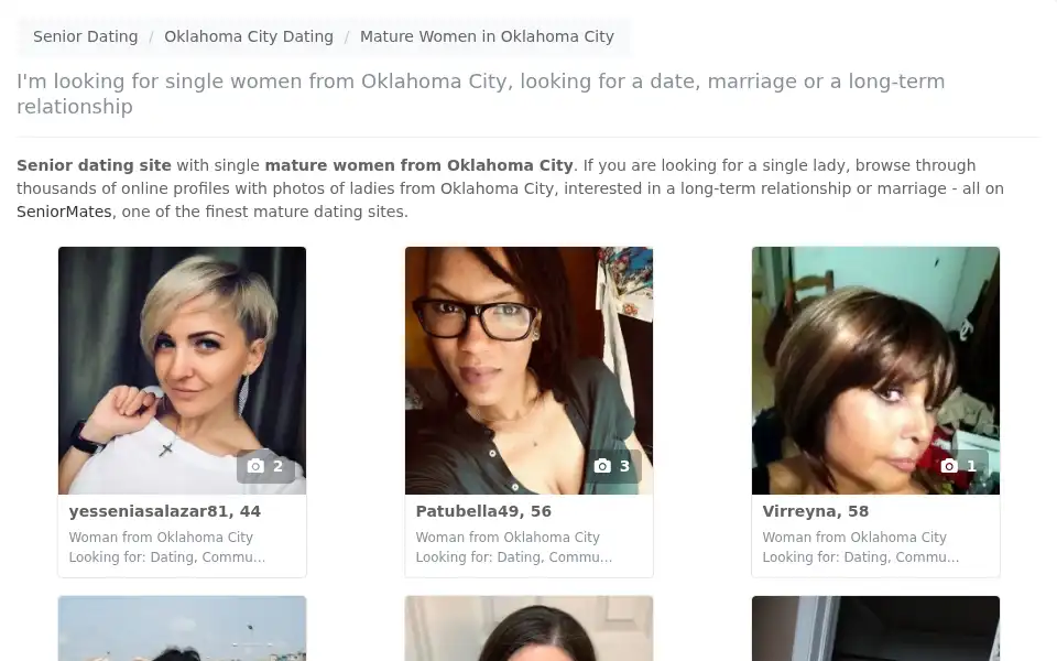 Screenshot of seniormates.com