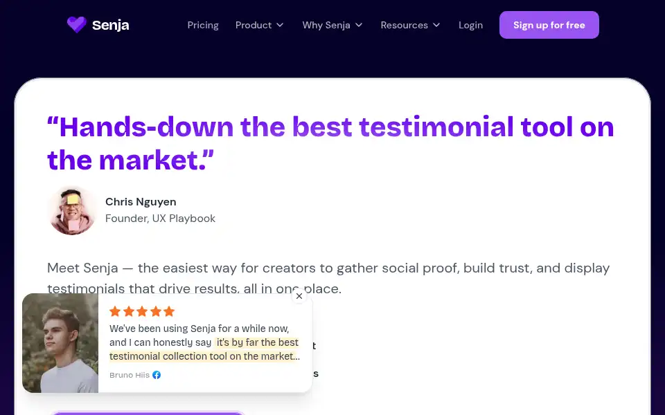 Screenshot of senja.io