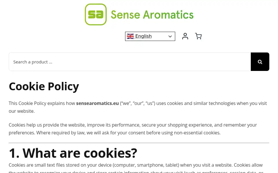 Screenshot of sensearomatics.eu