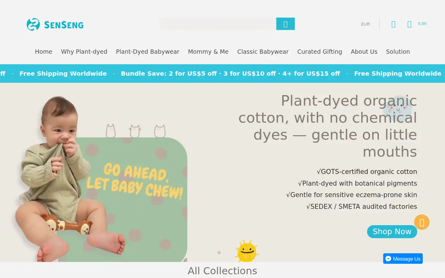 Screenshot of senseng-apparel.com