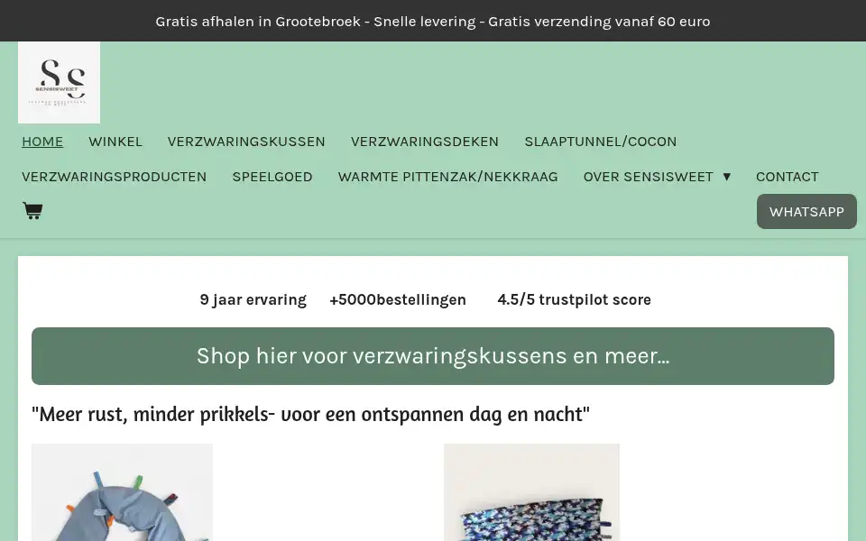 Screenshot of sensisweet.nl