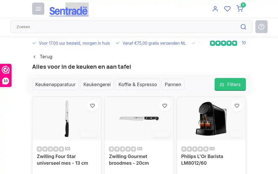 Screenshot of sentrade.nl