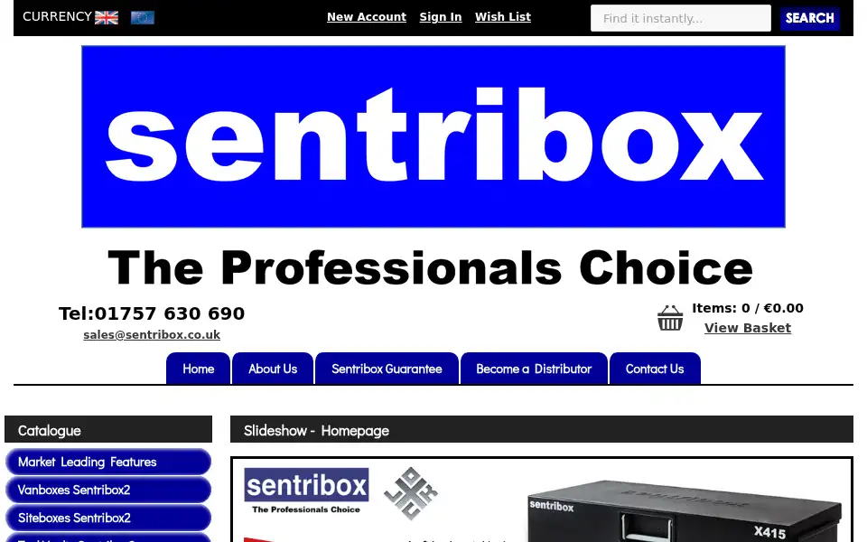 Screenshot of sentribox.co.uk