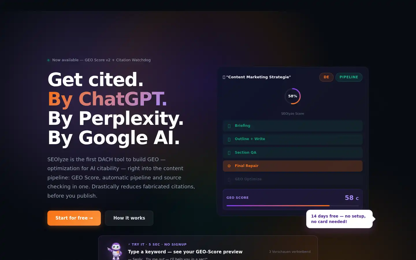 Screenshot of seolyze.com
