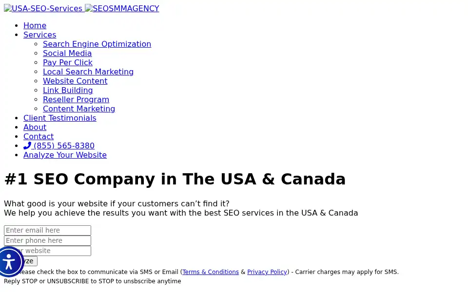 Screenshot of seosmmagency.com