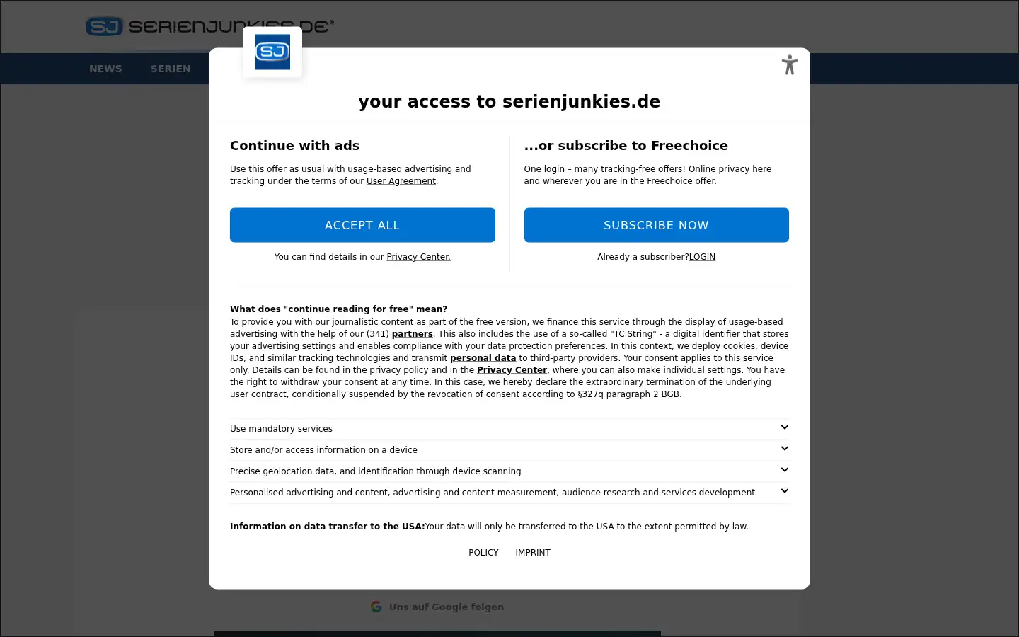 Screenshot of serienjunkies.de