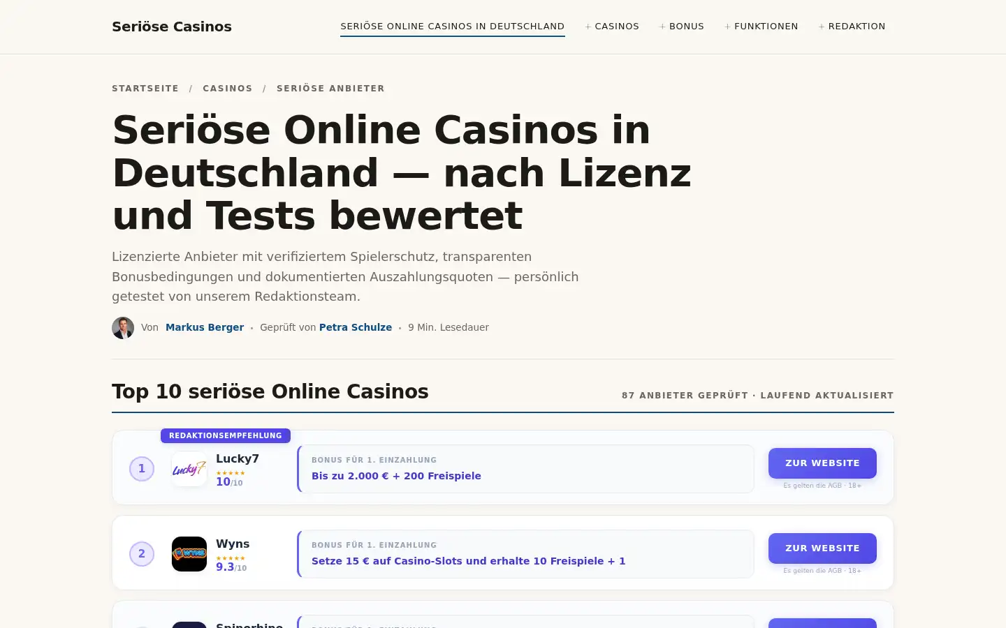 Screenshot of serioesecasino.com