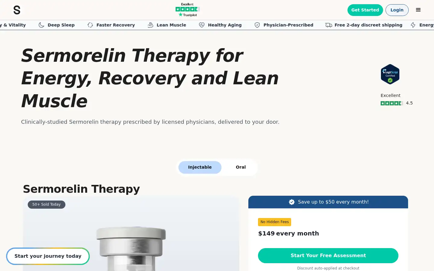 Screenshot of sermorelin.com