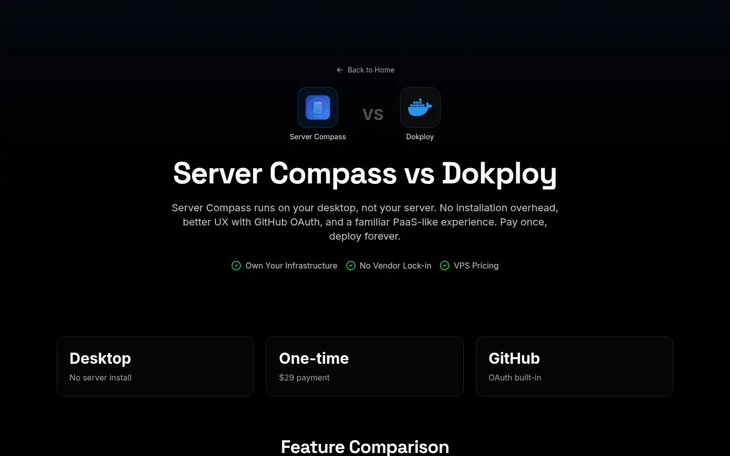 Screenshot of servercompass.app