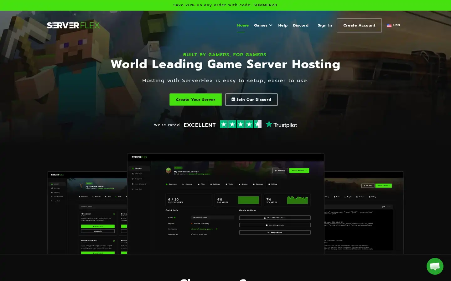Screenshot of serverflex.io