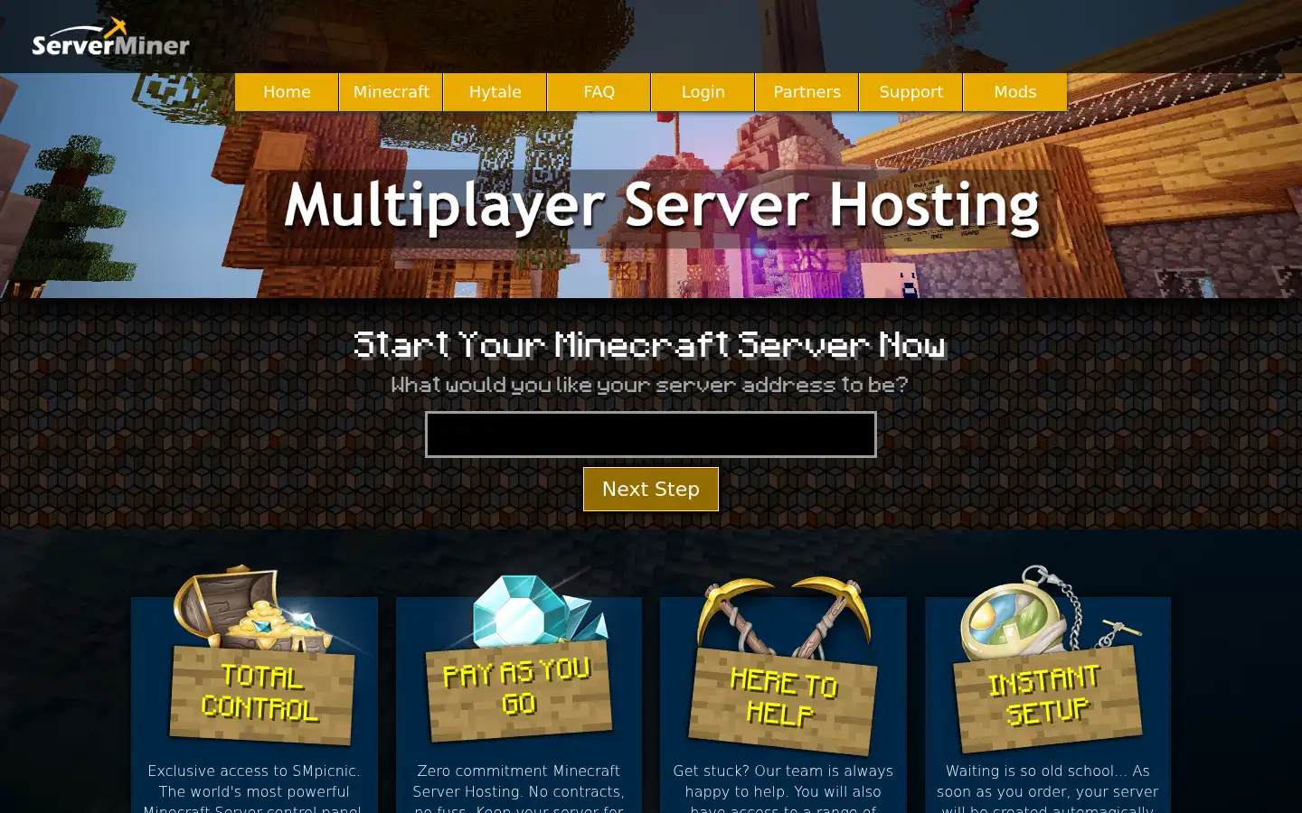 Screenshot of serverminer.com
