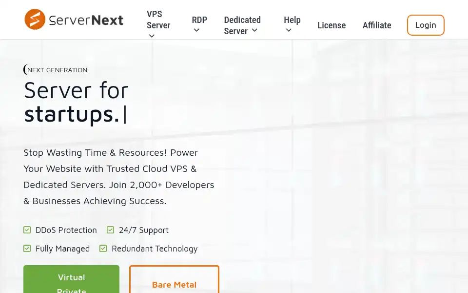 Screenshot of servernext.com