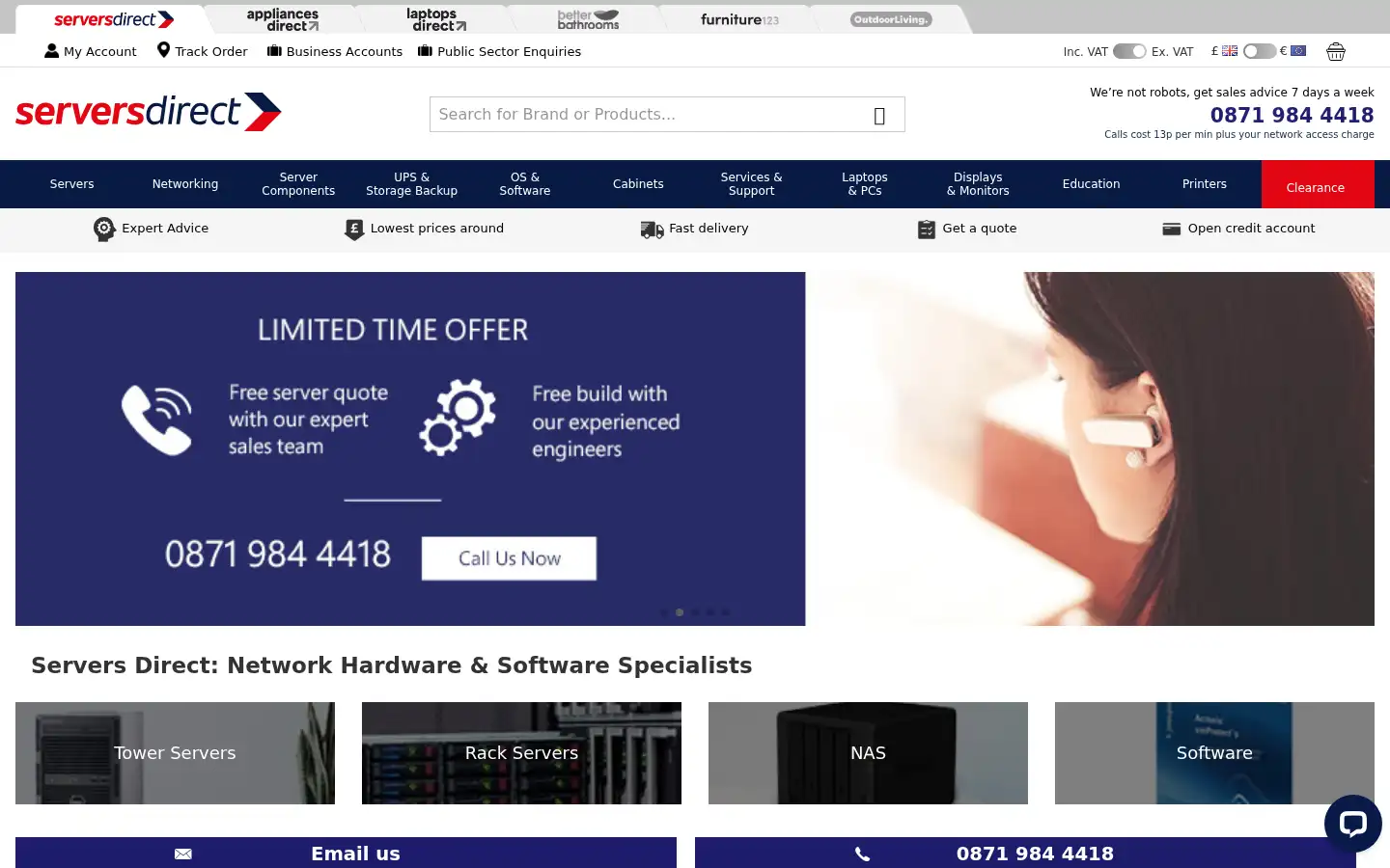 Screenshot of serversdirect.co.uk