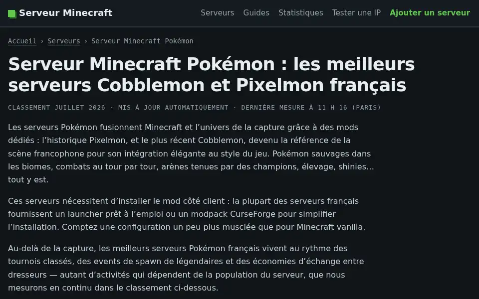 Screenshot of serveur-minecraft.org