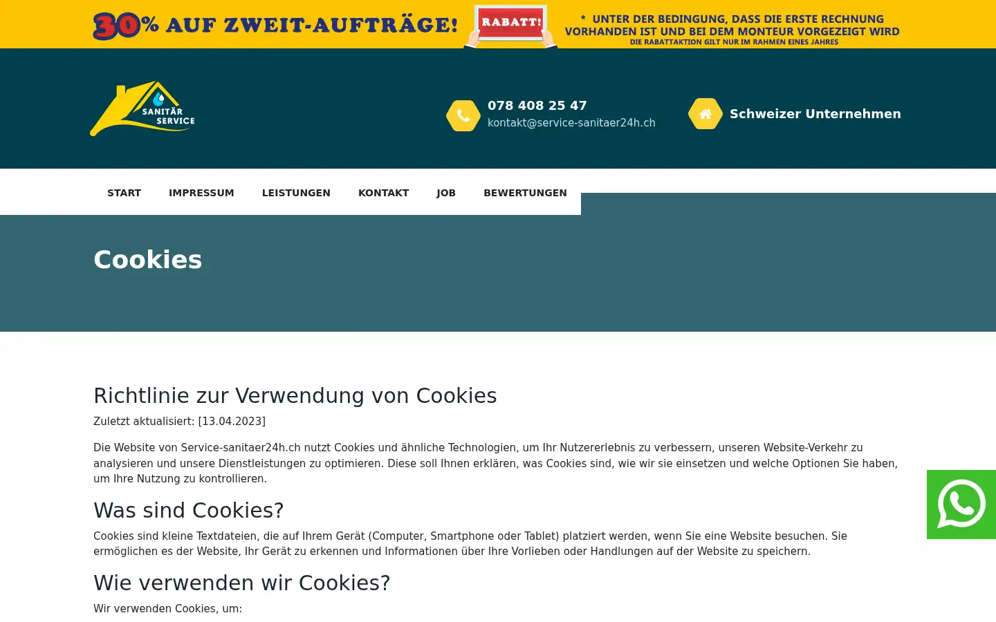 Screenshot of service-sanitaer24h.ch