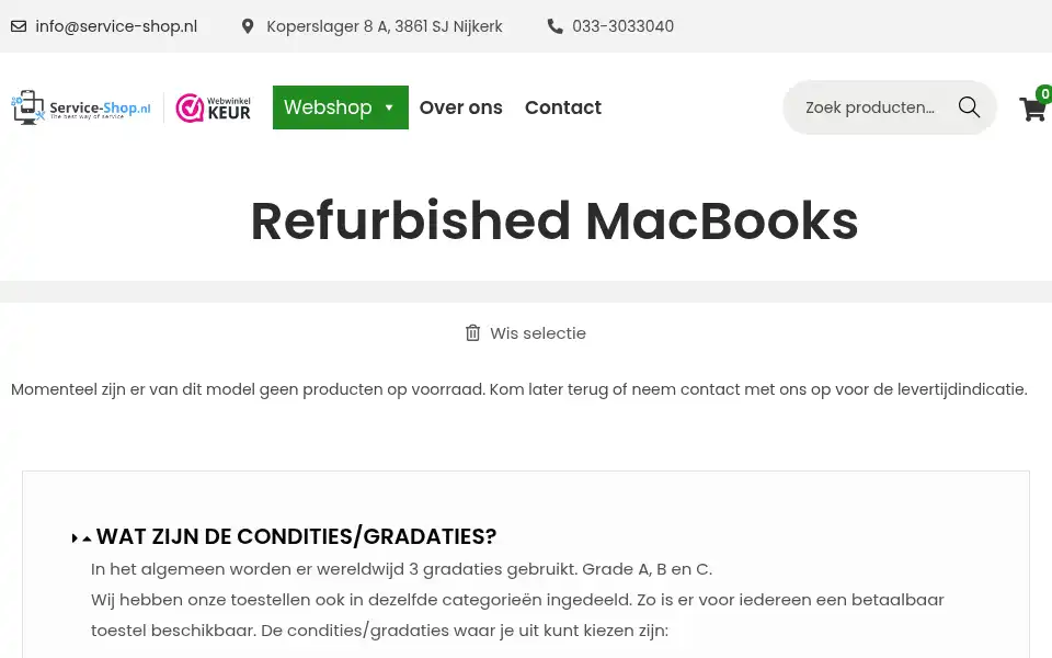 Screenshot of service-shop.nl