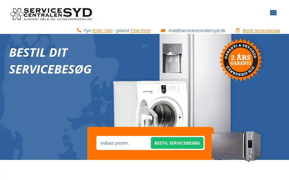 Screenshot of servicecentralensyd.dk