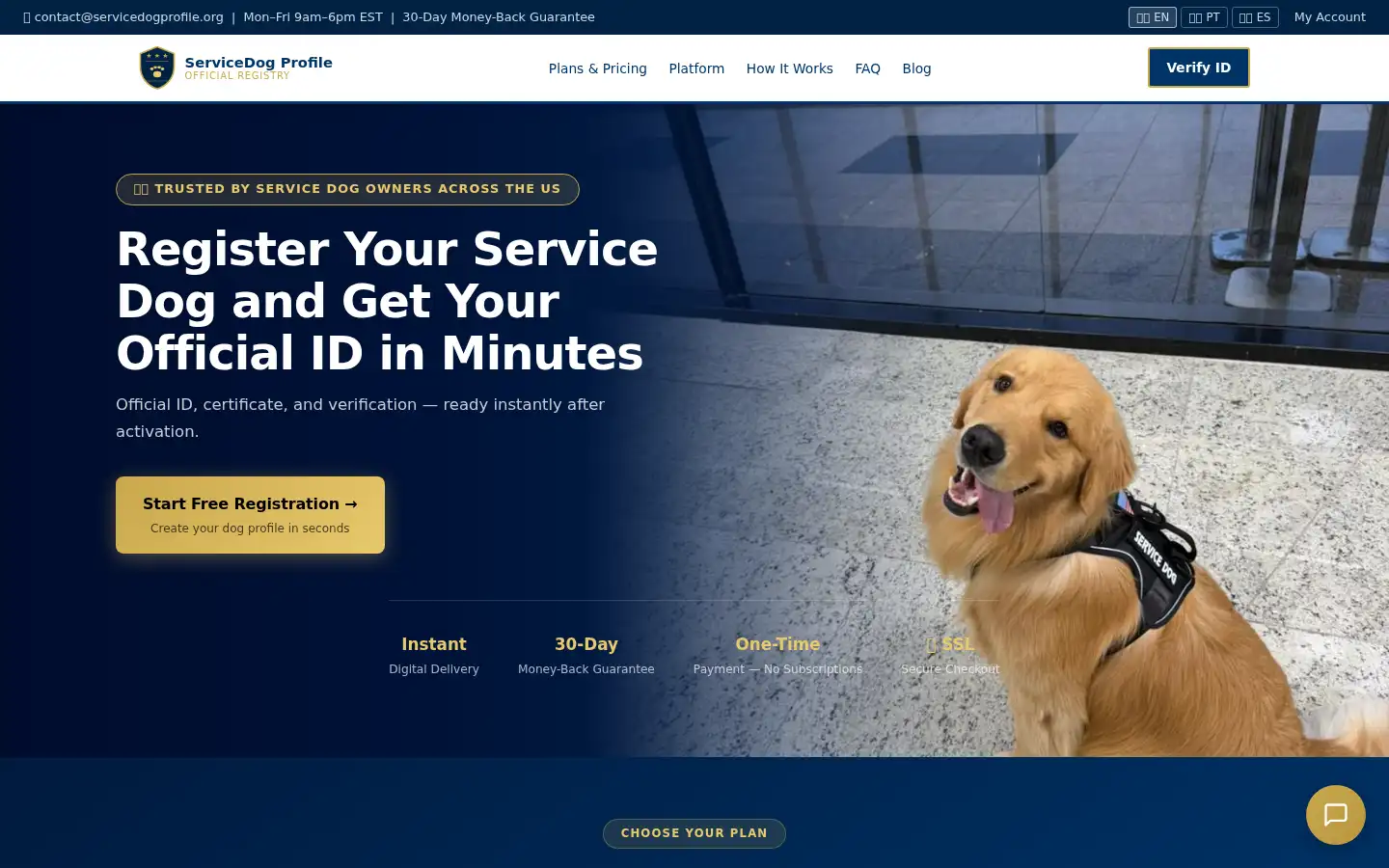 Screenshot of servicedogprofile.org