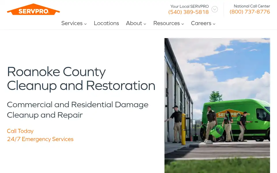 Screenshot of servprosouthroanokecounty.com