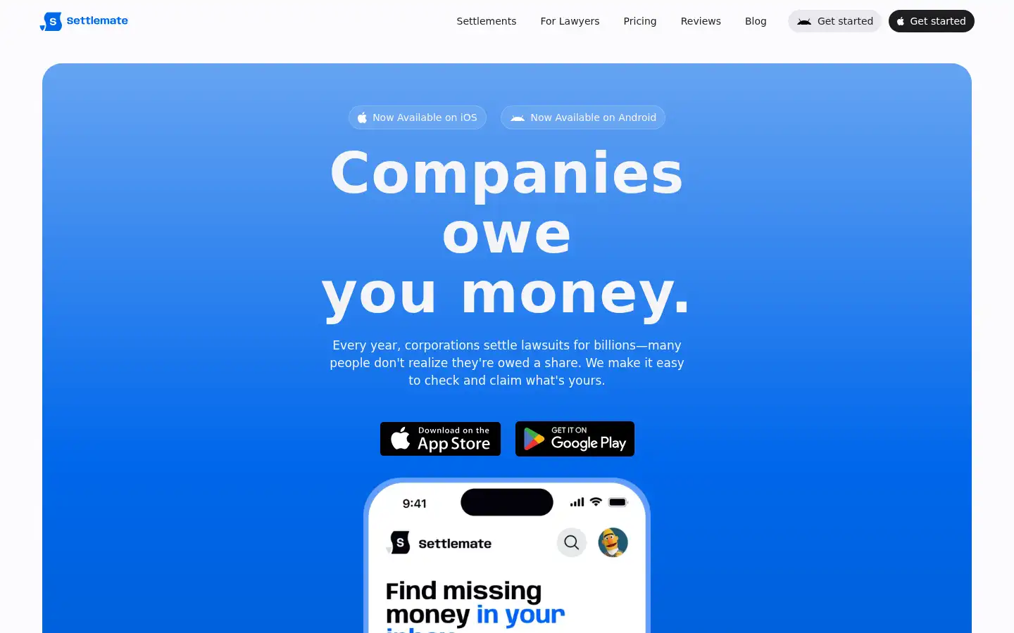 Screenshot of settlemate.io