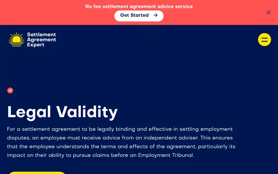 Screenshot of settlementagreementexpert.co.uk