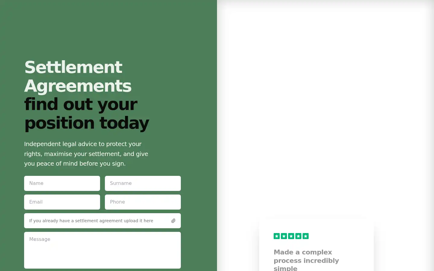 Screenshot of settlemyagreement.co.uk