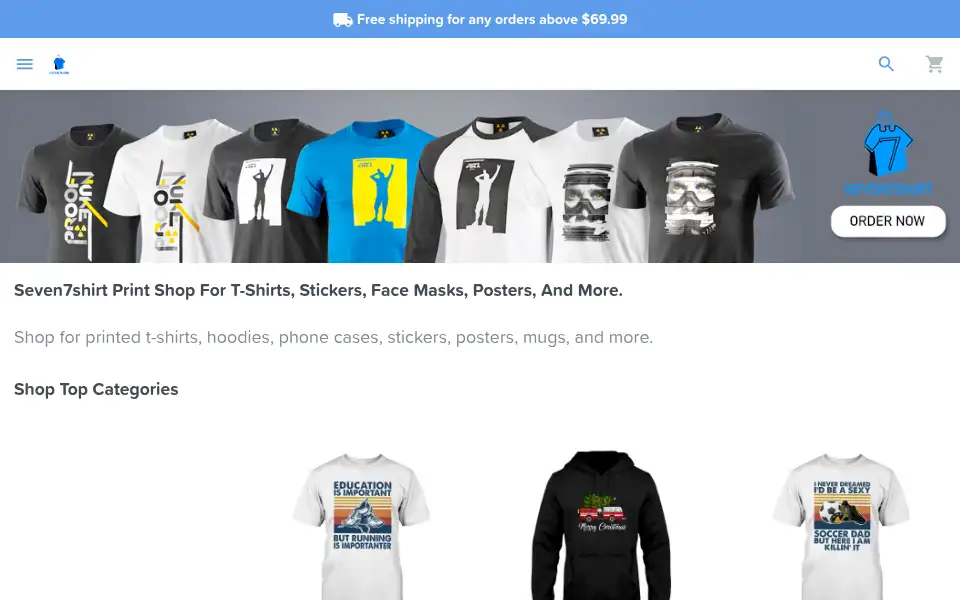 Screenshot of seven7shirt.com