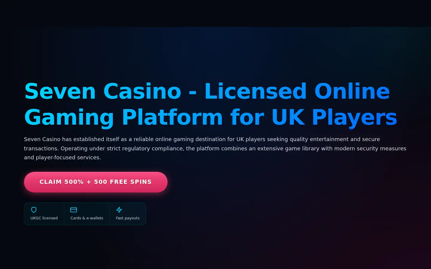 Screenshot of sevencasinouk.com