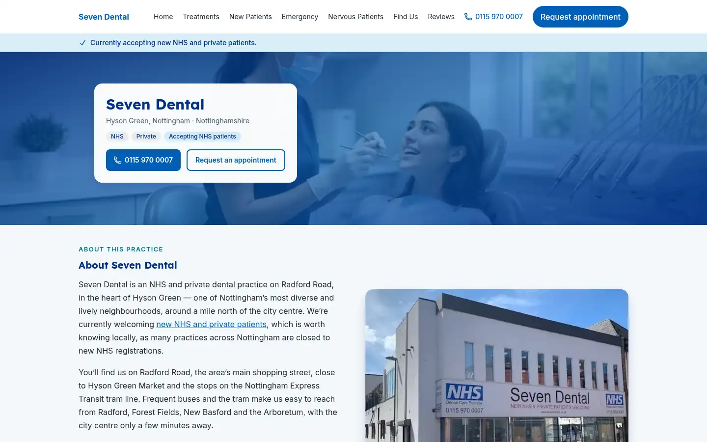 Screenshot of sevendental.co.uk