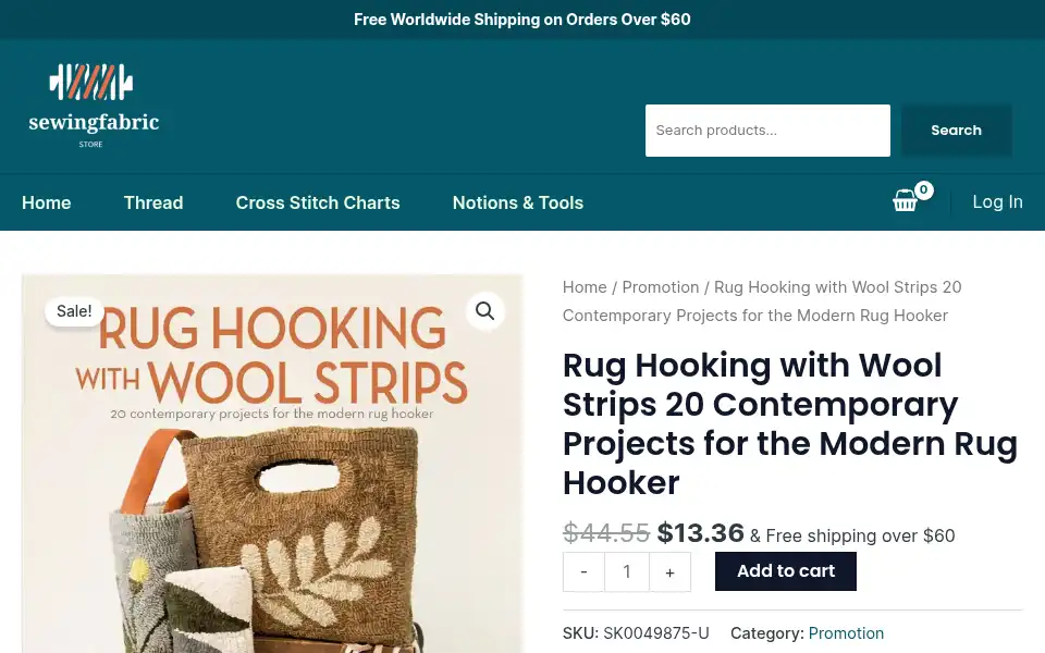 Screenshot of sewingfabricstore.com