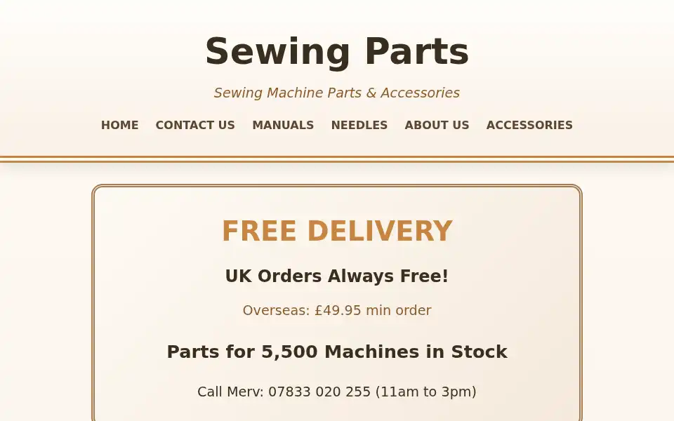 Screenshot of sewingparts.co.uk