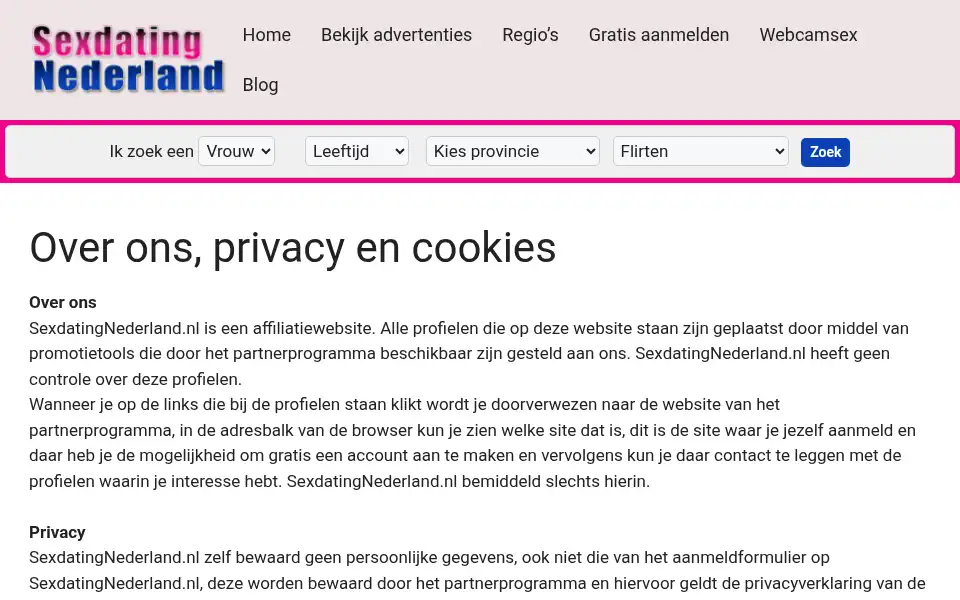 Screenshot of sexdatingnederland.nl