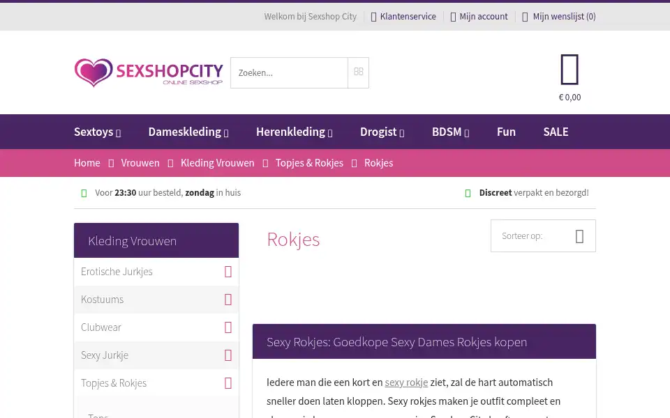 Screenshot of sexshopcity.nl