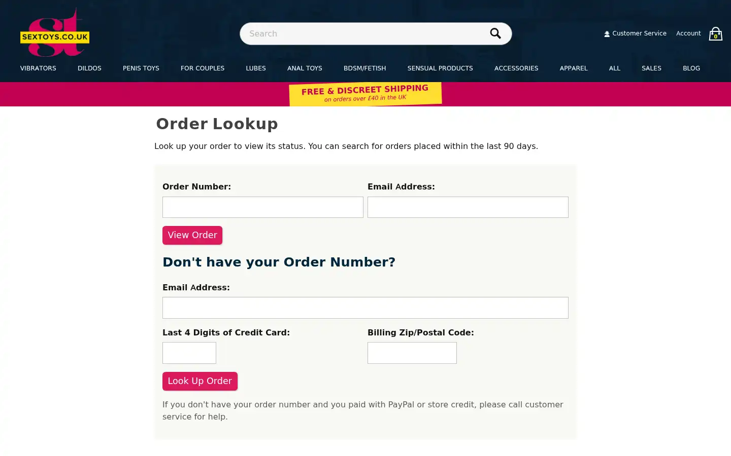 Screenshot of sextoys.co.uk
