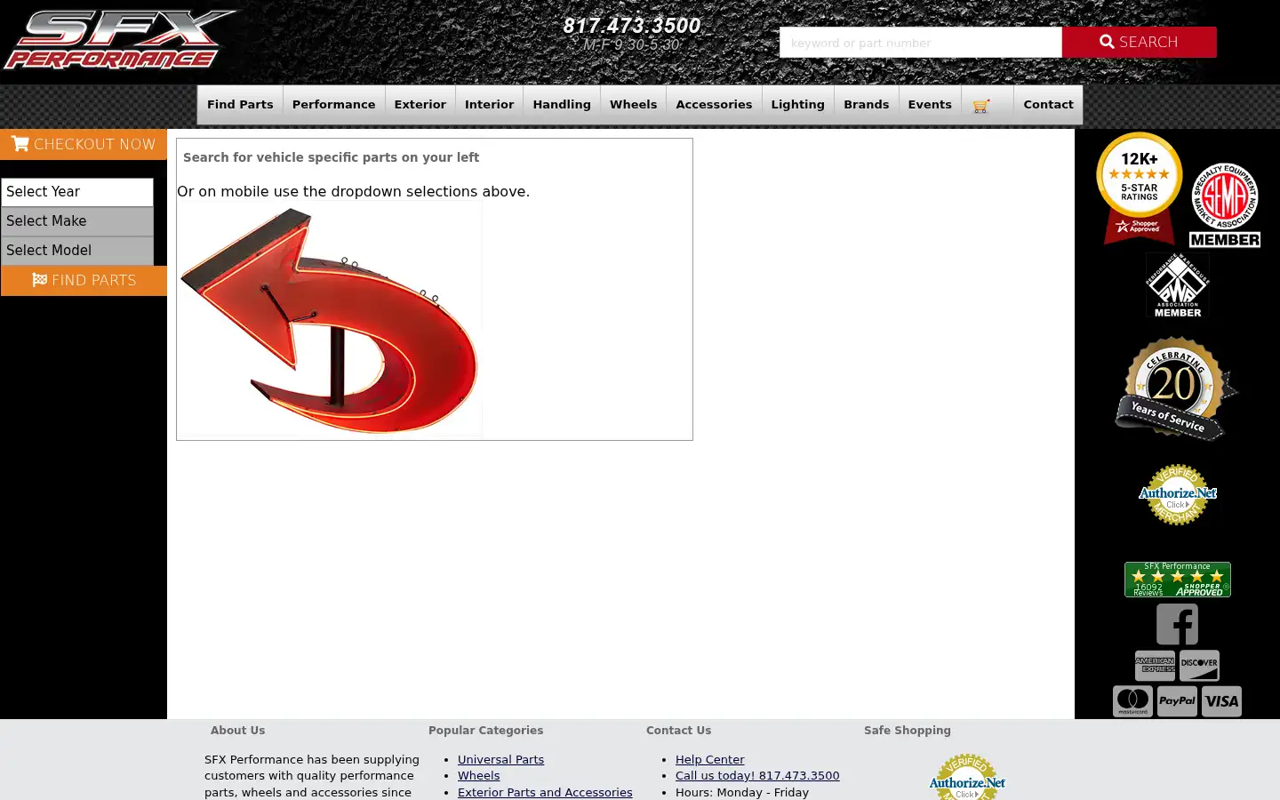 Screenshot of sfxperformance.com