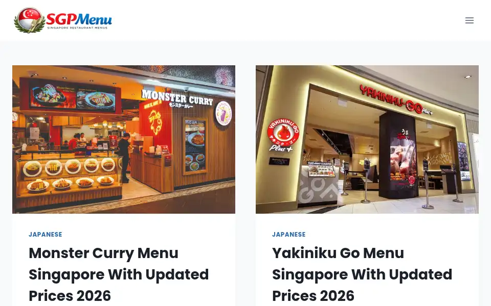 Screenshot of sgpmenu.com