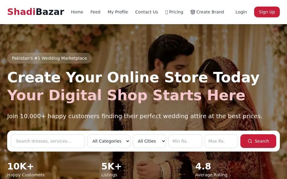 Screenshot of shadibazar.pk
