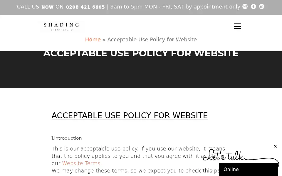 Screenshot of shadingspecialists.co.uk