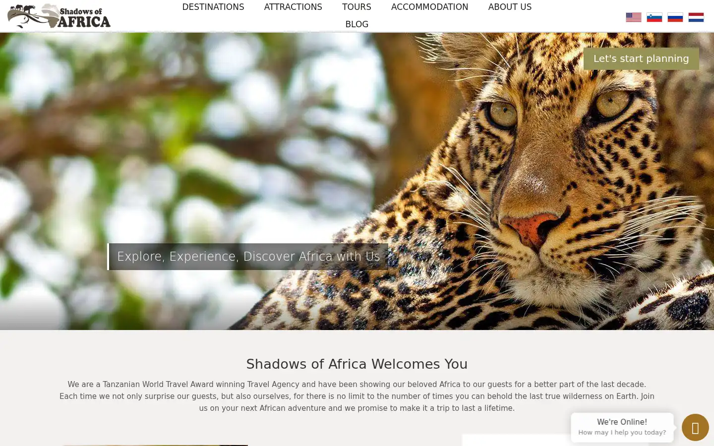 Screenshot of shadowsofafrica.com