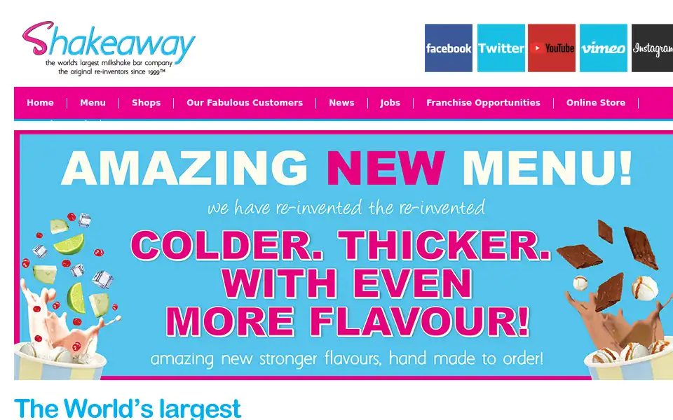 Screenshot of shakeaway.com