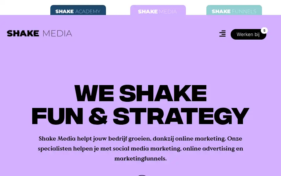 Screenshot of shakemedia.nl