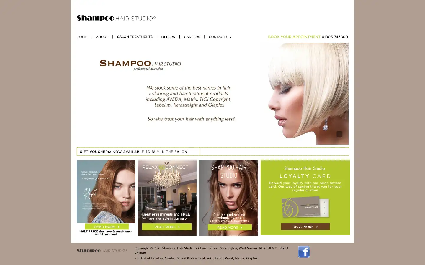 Screenshot of shampoohairstudio.co.uk