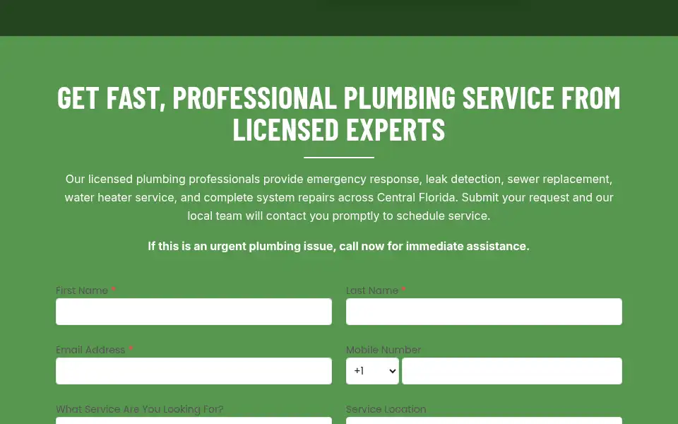 Screenshot of shamrockplumbingfl.com