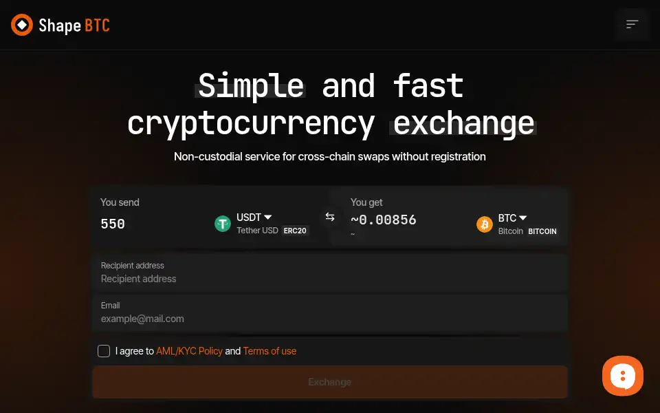 Screenshot of shapebtc.com