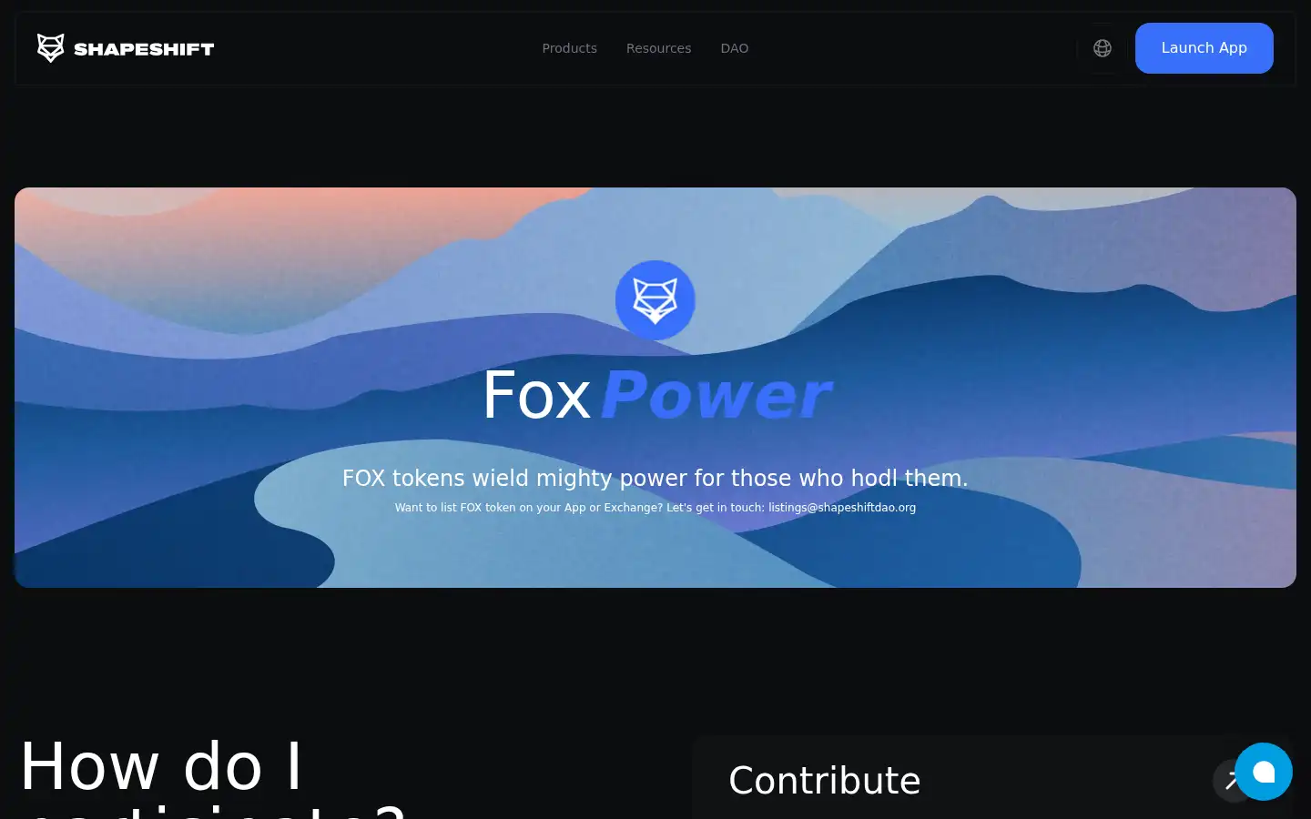 Screenshot of shapeshift.com
