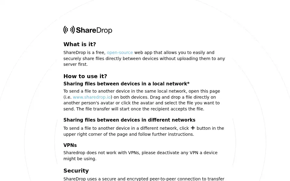 Screenshot of sharedrop.io