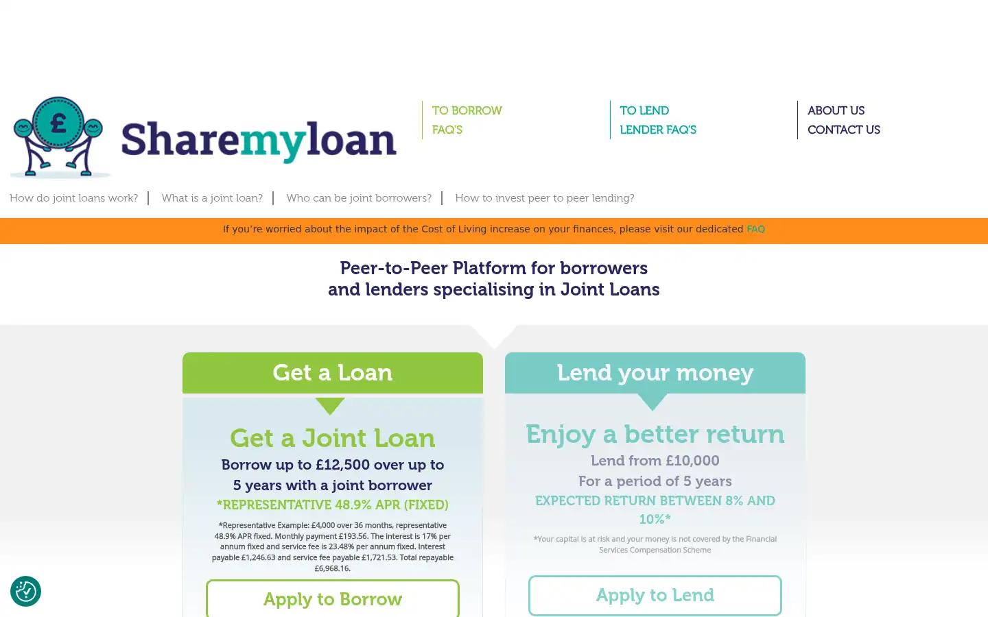 Screenshot of sharemyloan.co.uk